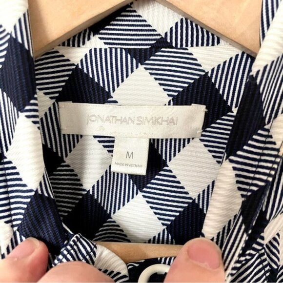 Jonathan Simkhai Gingham Twill Utility Jacket in Checkered Midnight - Picture 10 of 12